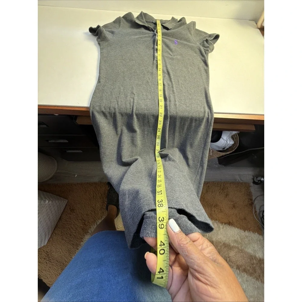 Ralph Lauren Sport Polo Dress Women's M Gray Cotton Shirt Dress Y2K